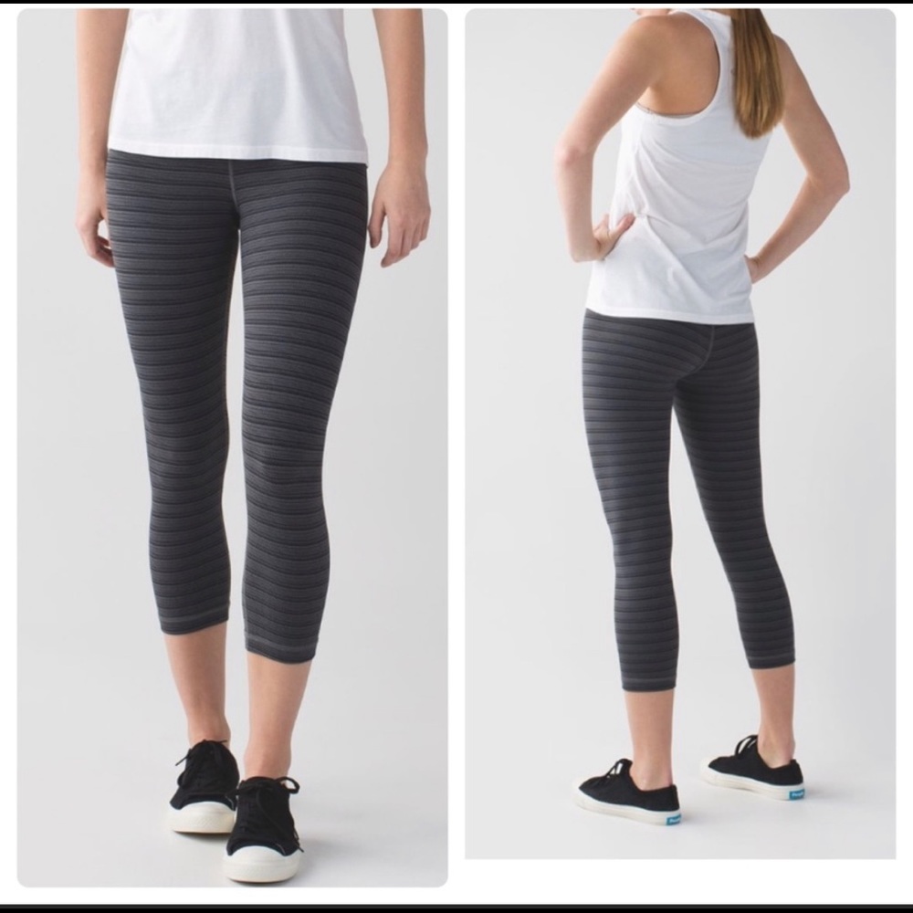 Lululemon grey striped crop leggings